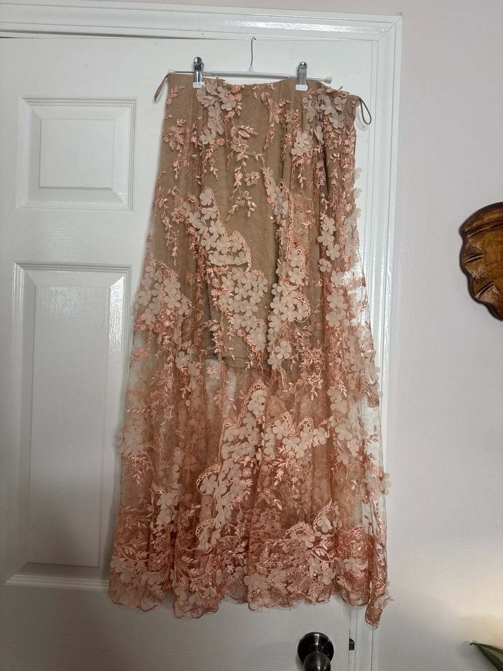 Dress the Population XL Blush Pink 3D Floral Lace Midi Skirt